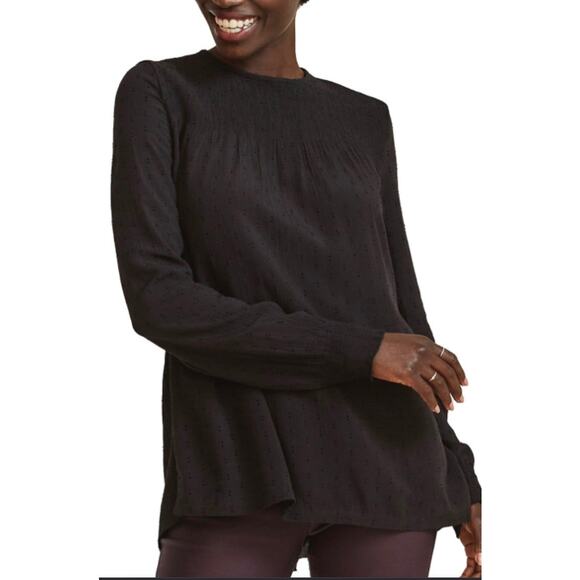 FAT FACE Black Viscose Button Back L/S Peasant Style "ELLEN" Tunic Sz 2 NWT - Picture 3 of 15